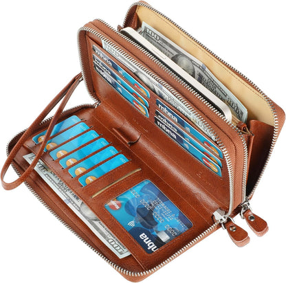 Small Compact Women Wallet RFID Blocking Genuine Leather Bifold Purse with ID Windows - Colors A