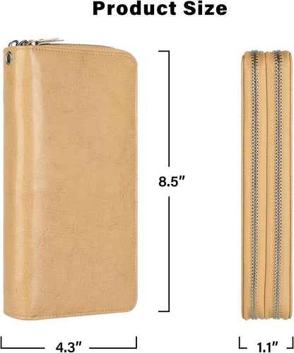 Small Compact Women Wallet RFID Blocking Genuine Leather Bifold Purse with ID Windows - Colors A