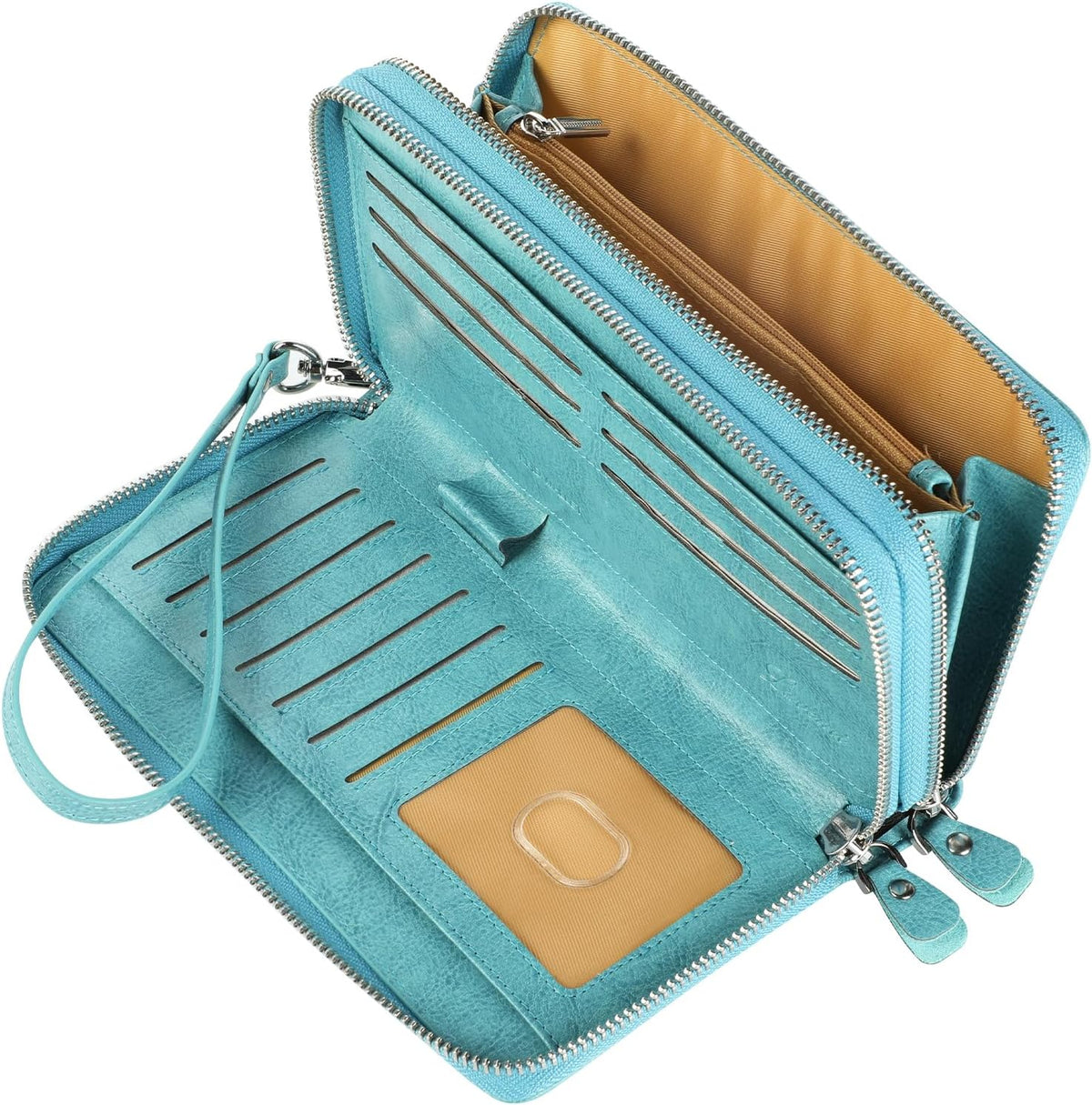 Small Compact Women Wallet RFID Blocking Genuine Leather Bifold Purse with ID Windows - Colors A