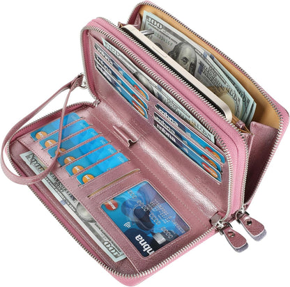 Small Compact Women Wallet RFID Blocking Genuine Leather Bifold Purse with ID Windows - Colors A