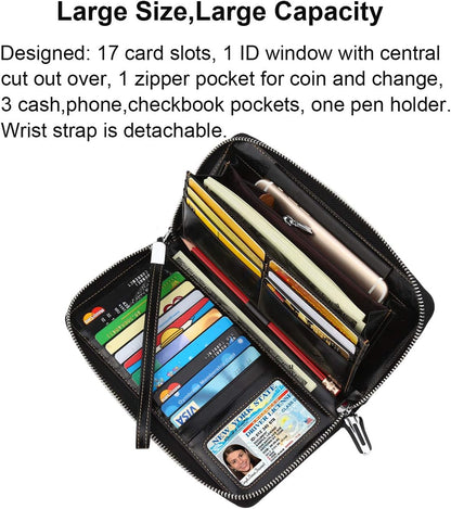 Small Compact Women Wallet RFID Blocking Genuine Leather Bifold Purse with ID Windows - Colors A