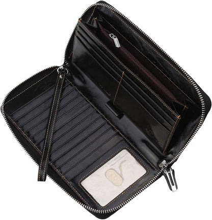 Small Compact Women Wallet RFID Blocking Genuine Leather Bifold Purse with ID Windows - Colors A
