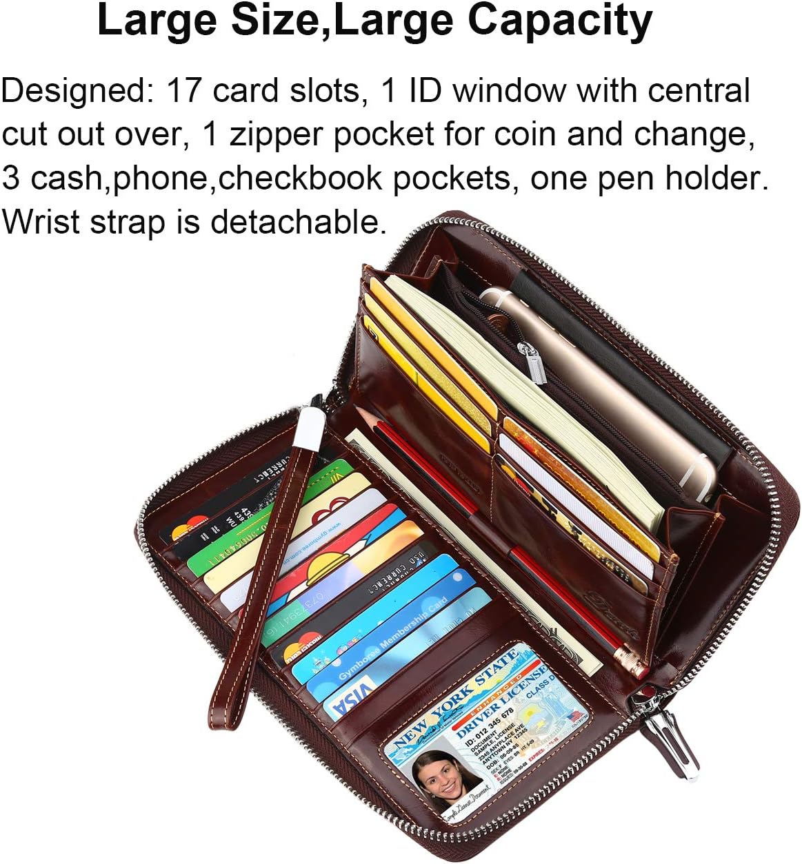 Small Compact Women Wallet RFID Blocking Genuine Leather Bifold Purse with ID Windows - Colors A