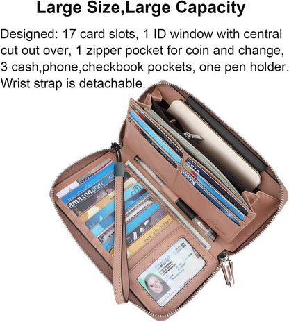 Small Compact Women Wallet RFID Blocking Genuine Leather Bifold Purse with ID Windows - Colors A