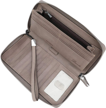 Small Compact Women Wallet RFID Blocking Genuine Leather Bifold Purse with ID Windows - Colors A