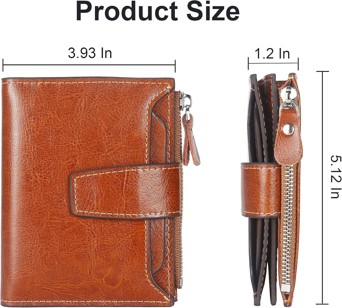 Small Compact Women Wallet RFID Blocking Genuine Leather Bifold Purse with ID Windows - Colors A