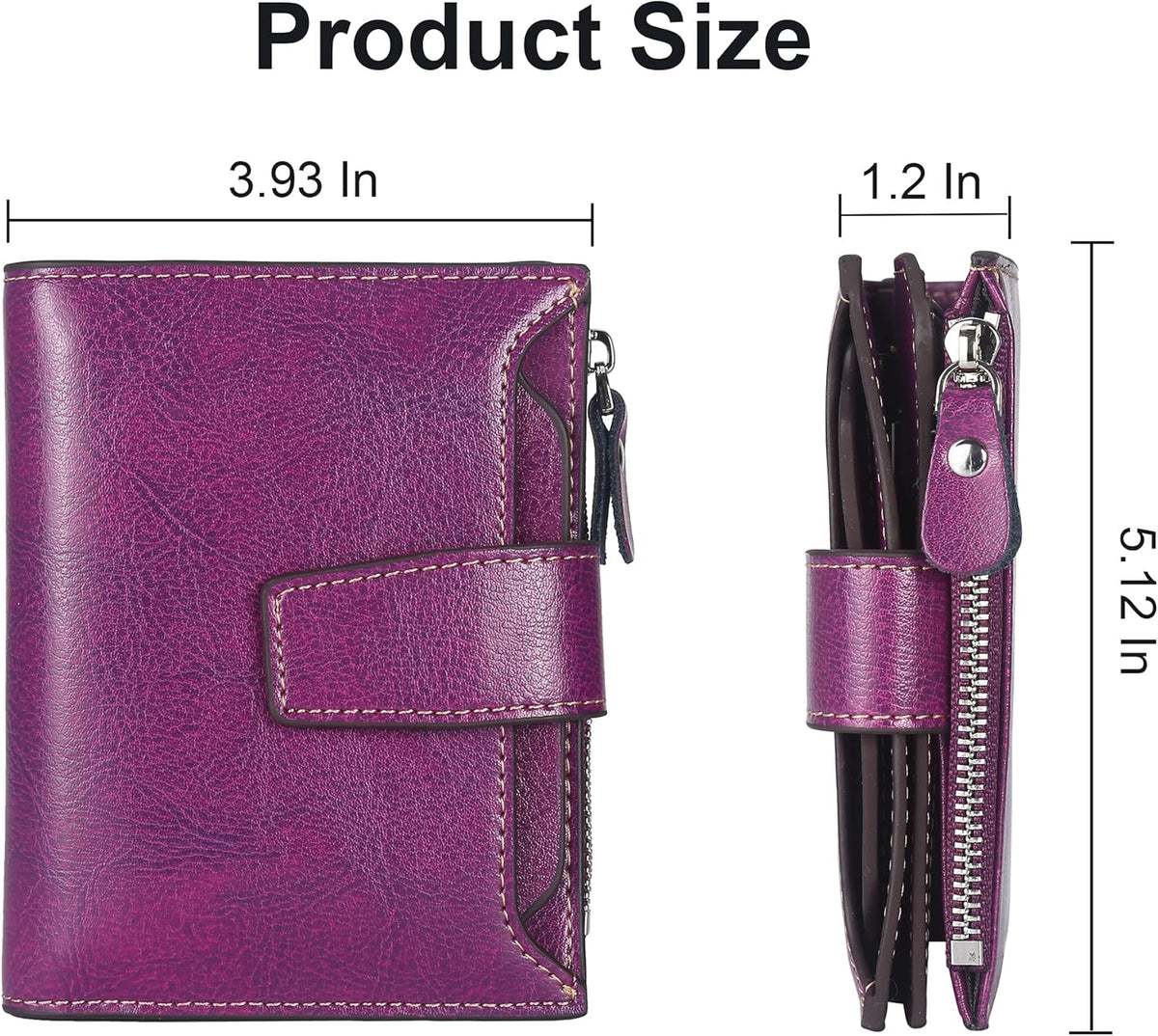 Small Compact Women Wallet RFID Blocking Genuine Leather Bifold Purse with ID Windows - Colors A