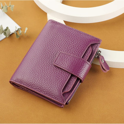 Small Compact Women Wallet RFID Blocking Genuine Leather Bifold Purse with ID Windows - Colors A