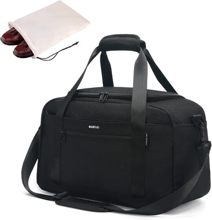 For Spirit Airlines Personal Item Bag 18x14x8 Travel Duffel Bags with Laptop Compartment & Shoe Bag Underseat Carry on Handbag with Wet Pocket, 30L (Black)