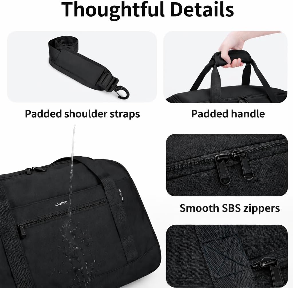 For Spirit Airlines Personal Item Bag 18x14x8 Travel Duffel Bags with Laptop Compartment & Shoe Bag Underseat Carry on Handbag with Wet Pocket, 30L (Black)