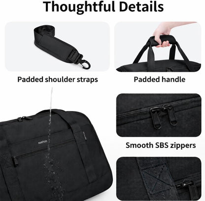 For Spirit Airlines Personal Item Bag 18x14x8 Travel Duffel Bags with Laptop Compartment & Shoe Bag Underseat Carry on Handbag with Wet Pocket, 30L (Black)