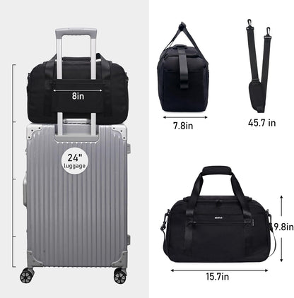 For Spirit Airlines Personal Item Bag 18x14x8 Travel Duffel Bags with Laptop Compartment & Shoe Bag Underseat Carry on Handbag with Wet Pocket, 30L (Black)