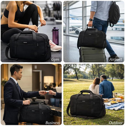 For Spirit Airlines Personal Item Bag 18x14x8 Travel Duffel Bags with Laptop Compartment & Shoe Bag Underseat Carry on Handbag with Wet Pocket, 30L (Black)