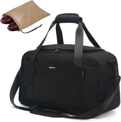 For Spirit Airlines Personal Item Bag 18x14x8 Travel Duffel Bags with Laptop Compartment & Shoe Bag Underseat Carry on Handbag with Wet Pocket, 30L (Black)