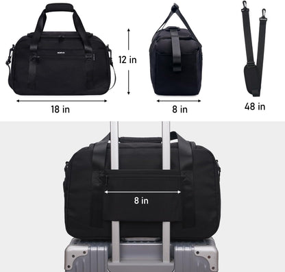 For Spirit Airlines Personal Item Bag 18x14x8 Travel Duffel Bags with Laptop Compartment & Shoe Bag Underseat Carry on Handbag with Wet Pocket, 30L (Black)