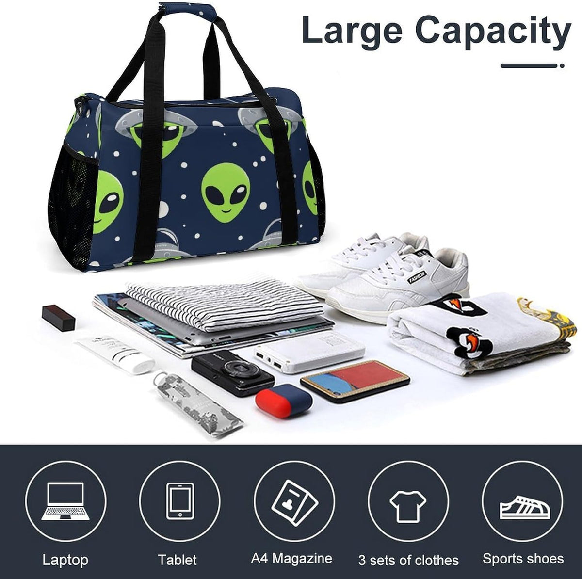 Lightweight Foldable Travel Duffel Bag Carry On Overnight Weekender Tote Bag for Women Yoga Gym