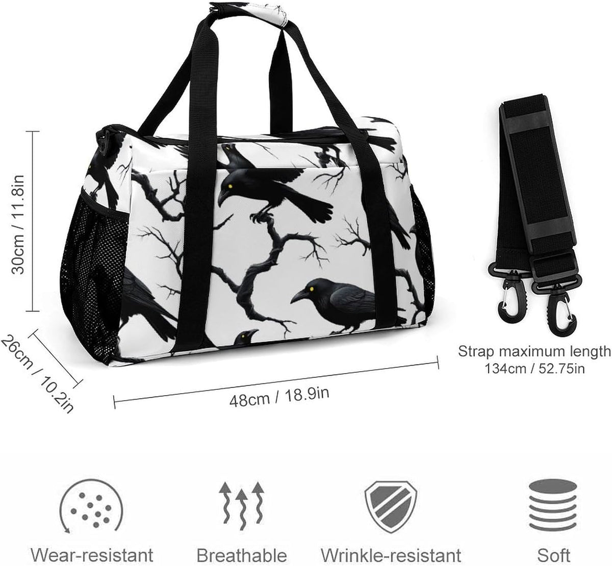 Lightweight Foldable Travel Duffel Bag Carry On Overnight Weekender Tote Bag for Women Yoga Gym