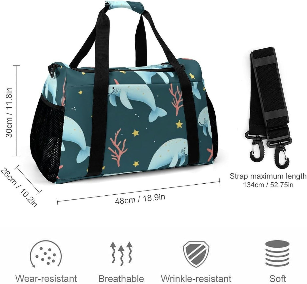 Lightweight Foldable Travel Duffel Bag Carry On Overnight Weekender Tote Bag for Women Yoga Gym