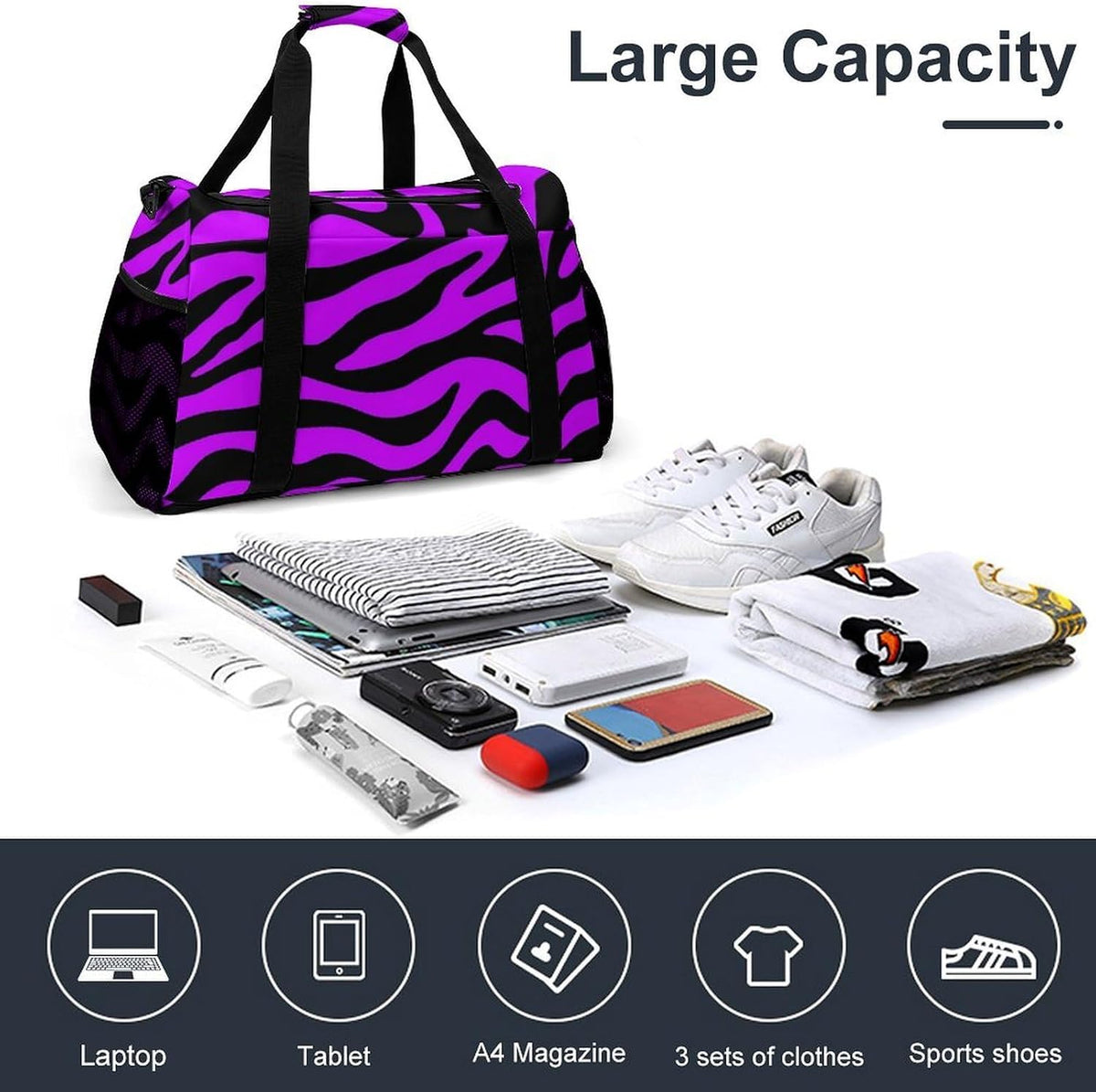 Lightweight Foldable Travel Duffel Bag Carry On Overnight Weekender Tote Bag for Women Yoga Gym