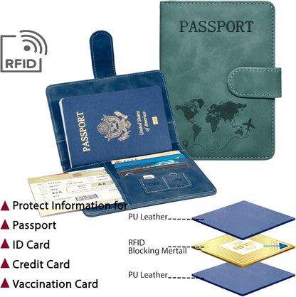 Passport Holder for Travel Essentials, 2 Pack Rfid Passport Cover for Women Men