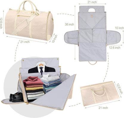 Garment Bag for Travel, Convertible Carry-on Duffel with Shoe Compartment, Waterproof & Wrinkle-Free Suit Carrier, Foldable & Lightweight, 50L