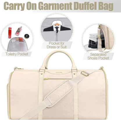Garment Bag for Travel, Convertible Carry-on Duffel with Shoe Compartment, Waterproof & Wrinkle-Free Suit Carrier, Foldable & Lightweight, 50L