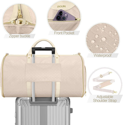 Garment Bag for Travel, Convertible Carry-on Duffel with Shoe Compartment, Waterproof & Wrinkle-Free Suit Carrier, Foldable & Lightweight, 50L