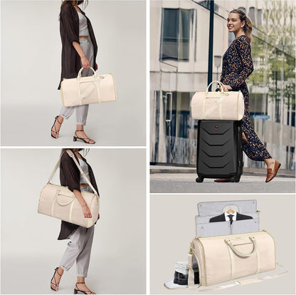 Garment Bag for Travel, Convertible Carry-on Duffel with Shoe Compartment, Waterproof & Wrinkle-Free Suit Carrier, Foldable & Lightweight, 50L
