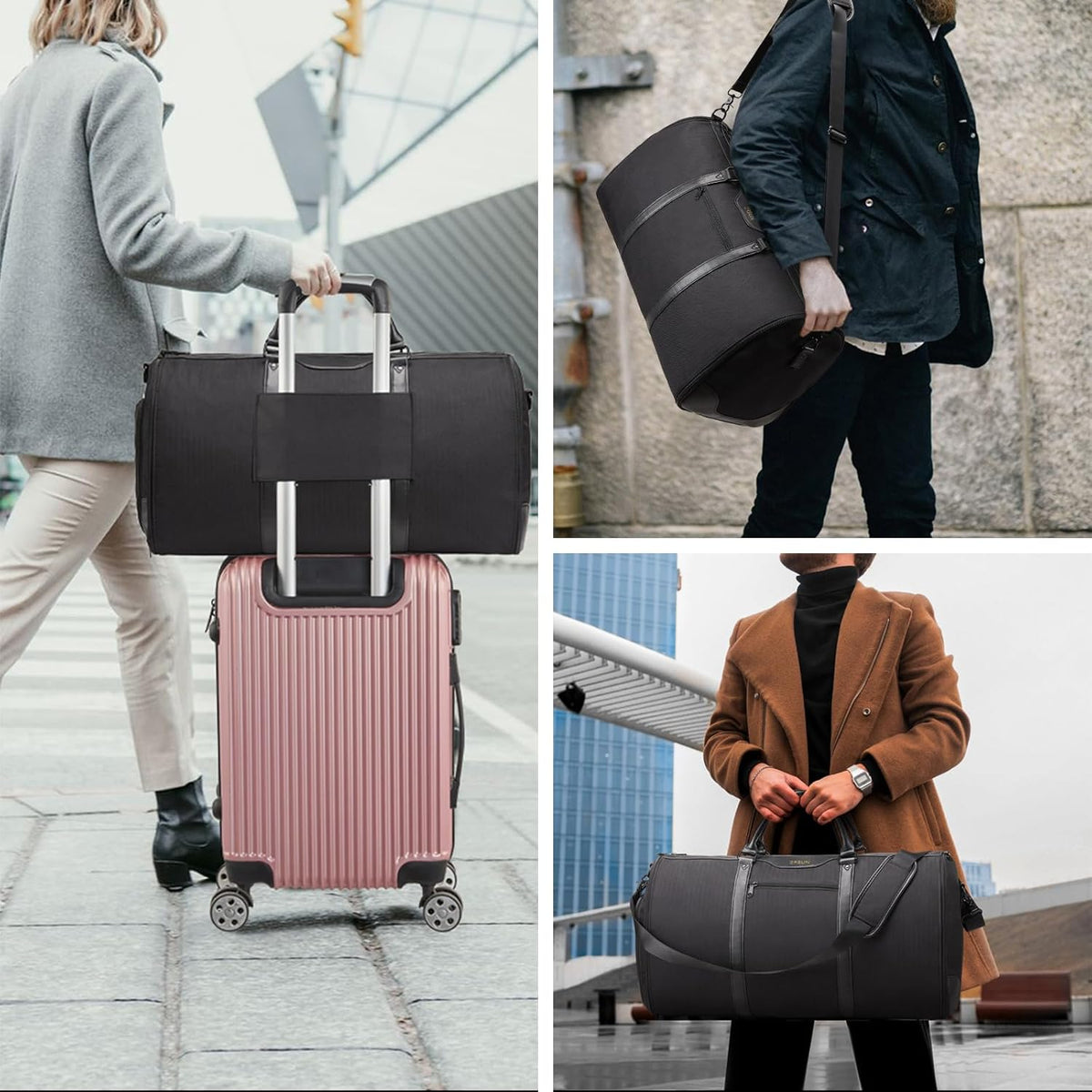 Garment Bag for Travel, Convertible Carry-on Duffel with Shoe Compartment, Waterproof & Wrinkle-Free Suit Carrier, Foldable & Lightweight, 50L