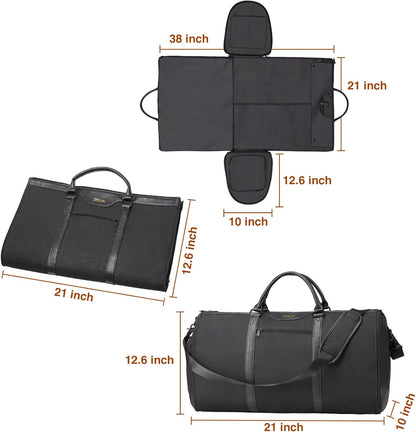 Garment Bag for Travel, Convertible Carry-on Duffel with Shoe Compartment, Waterproof & Wrinkle-Free Suit Carrier, Foldable & Lightweight, 50L