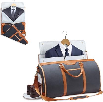 Garment Bag for Travel, Convertible Carry-on Duffel with Shoe Compartment, Waterproof & Wrinkle-Free Suit Carrier, Foldable & Lightweight, 50L