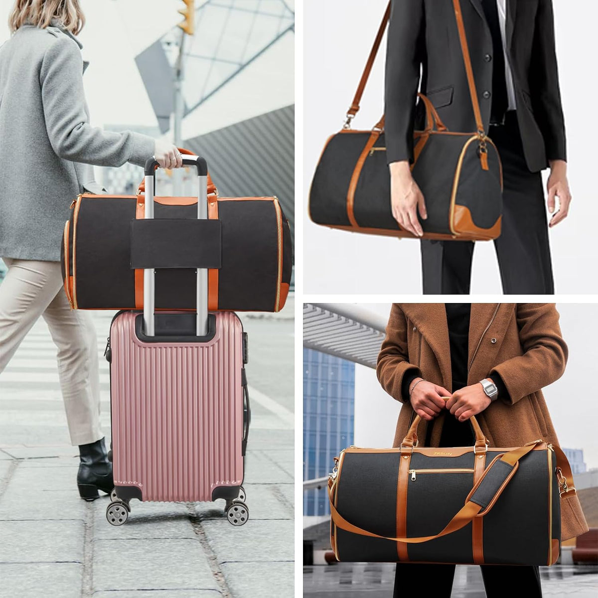 Garment Bag for Travel, Convertible Carry-on Duffel with Shoe Compartment, Waterproof & Wrinkle-Free Suit Carrier, Foldable & Lightweight, 50L