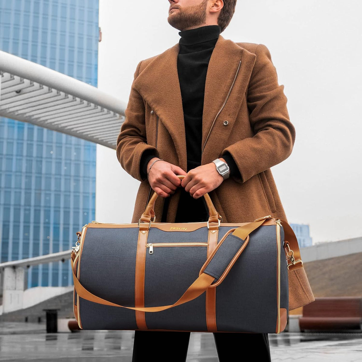 Garment Bag for Travel, Convertible Carry-on Duffel with Shoe Compartment, Waterproof & Wrinkle-Free Suit Carrier, Foldable & Lightweight, 50L