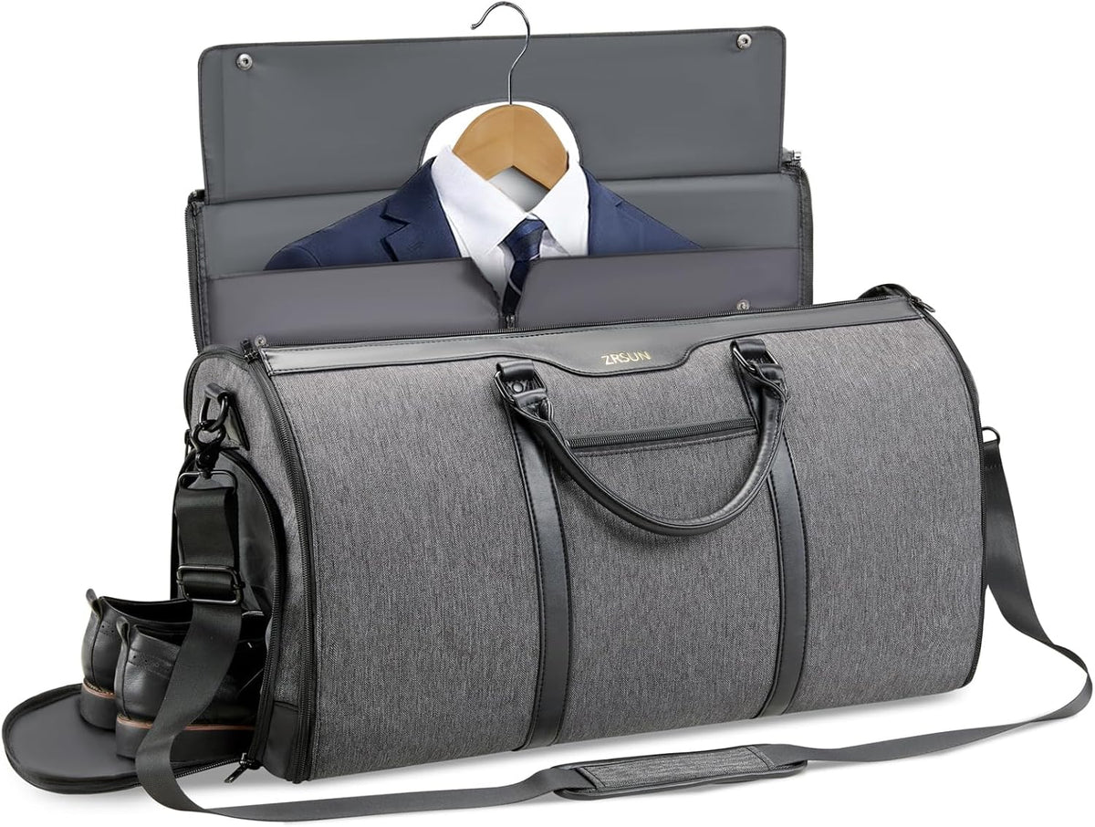 Garment Bag for Travel, Convertible Carry-on Duffel with Shoe Compartment, Waterproof & Wrinkle-Free Suit Carrier, Foldable & Lightweight, 50L