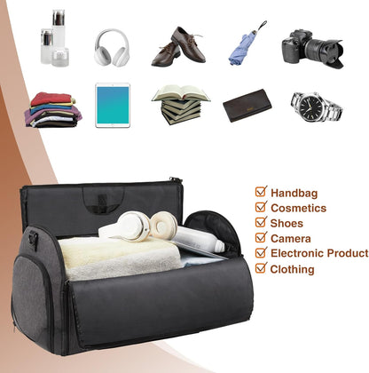 Garment Bag for Travel, Convertible Carry-on Duffel with Shoe Compartment, Waterproof & Wrinkle-Free Suit Carrier, Foldable & Lightweight, 50L