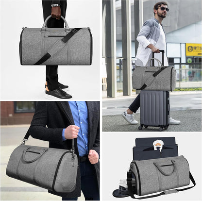 Garment Bag for Travel, Convertible Carry-on Duffel with Shoe Compartment, Waterproof & Wrinkle-Free Suit Carrier, Foldable & Lightweight, 50L