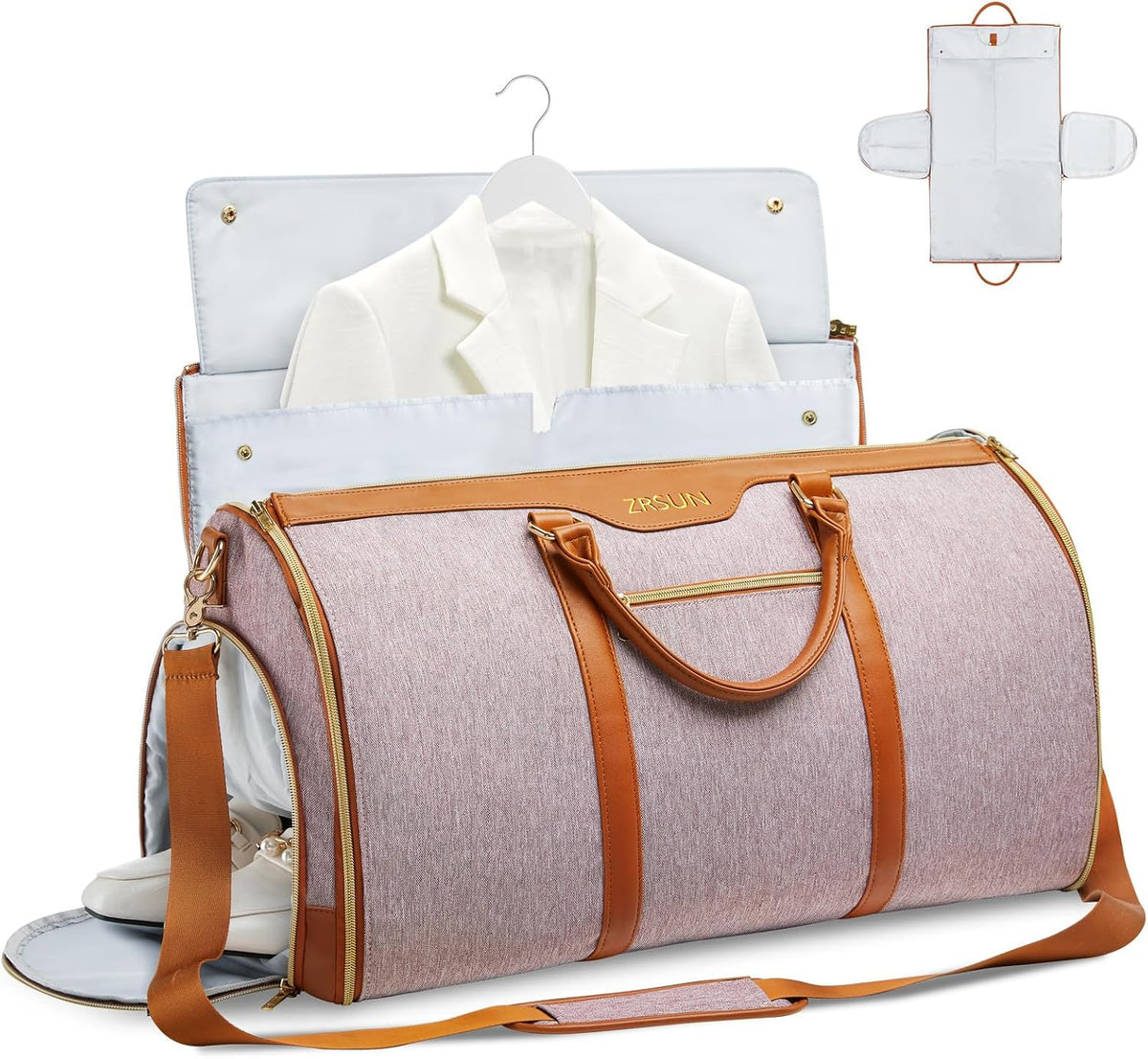 Garment Bag for Travel, Convertible Carry-on Duffel with Shoe Compartment, Waterproof & Wrinkle-Free Suit Carrier, Foldable & Lightweight, 50L