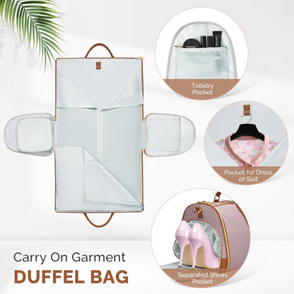Garment Bag for Travel, Convertible Carry-on Duffel with Shoe Compartment, Waterproof & Wrinkle-Free Suit Carrier, Foldable & Lightweight, 50L