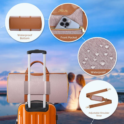 Garment Bag for Travel, Convertible Carry-on Duffel with Shoe Compartment, Waterproof & Wrinkle-Free Suit Carrier, Foldable & Lightweight, 50L