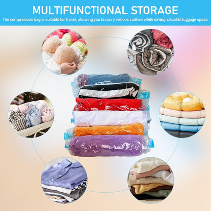 12 Pcs Vacuum Clothes Storage Bags Roll up Compression Travel Packing Bags Space Saver for Suitcases and Closet Organization, 40x60cm 50x70cm Sets