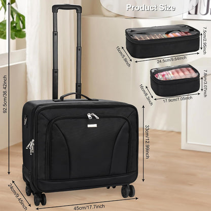 Extra Large Makeup Case with Plastic Dividers Washable and Easy to Clean, Travel Makeup Train Case Professional Makeup Artist Bag Portable Nail Organizer Box Art Supply Case (Black)