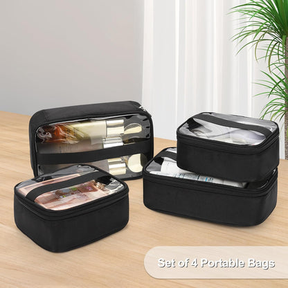 Extra Large Makeup Case with Plastic Dividers Washable and Easy to Clean, Travel Makeup Train Case Professional Makeup Artist Bag Portable Nail Organizer Box Art Supply Case (Black)
