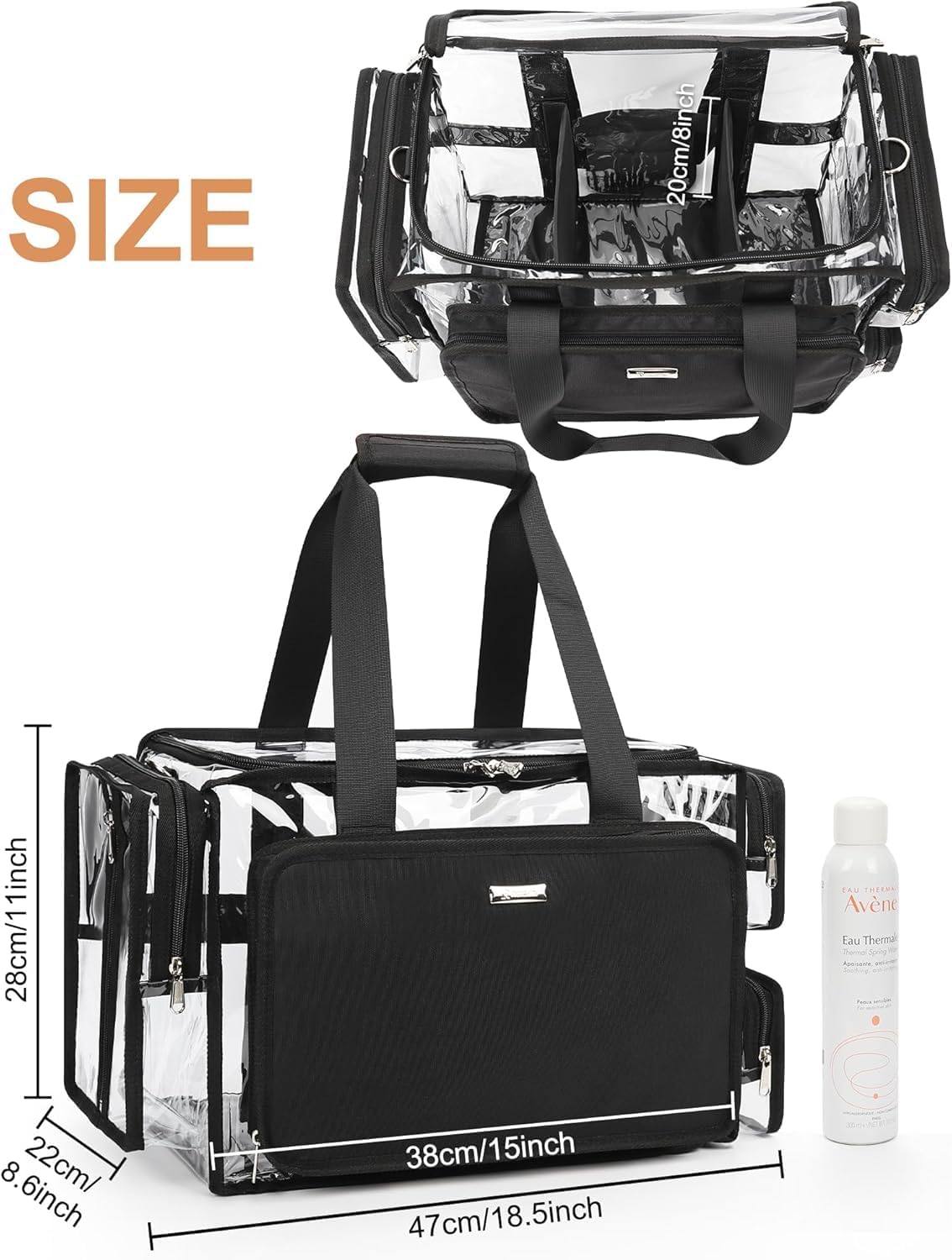 Extra Large Makeup Case with Plastic Dividers Washable and Easy to Clean, Travel Makeup Train Case Professional Makeup Artist Bag Portable Nail Organizer Box Art Supply Case (Black)