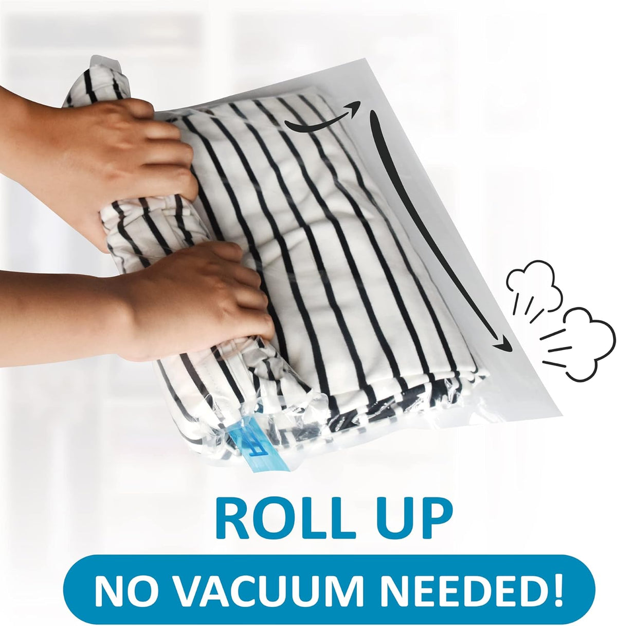 Compression Bags for Travel - Travel Essentials - 12 Pack Space Saver Plastic Packaging Bags - No Vacuum Needed - Compression Packing Bags for Cruise Accessories