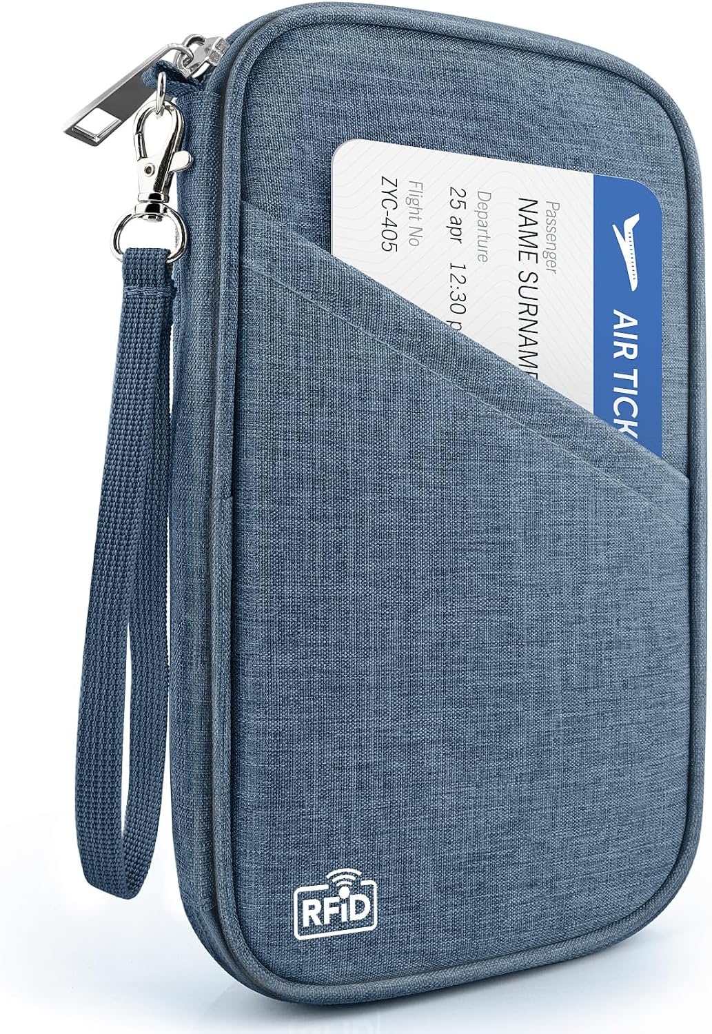 Passport Holder Family RFID Travel Document Organizer for Women Waterproof Passport Wallet Men Portable Case for Cards, Boarding Pass, ID, Money, Tickets with Zipper