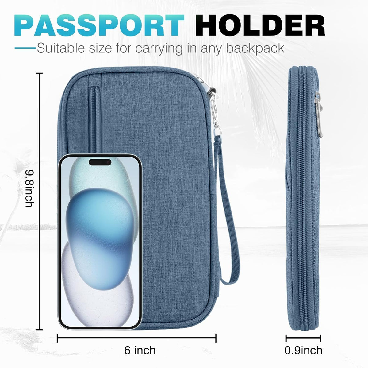 Passport Holder Family RFID Travel Document Organizer for Women Waterproof Passport Wallet Men Portable Case for Cards, Boarding Pass, ID, Money, Tickets with Zipper