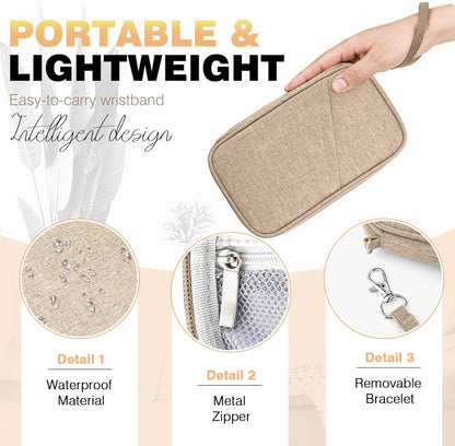 Passport Holder Family RFID Travel Document Organizer for Women Waterproof Passport Wallet Men Portable Case for Cards, Boarding Pass, ID, Money, Tickets with Zipper