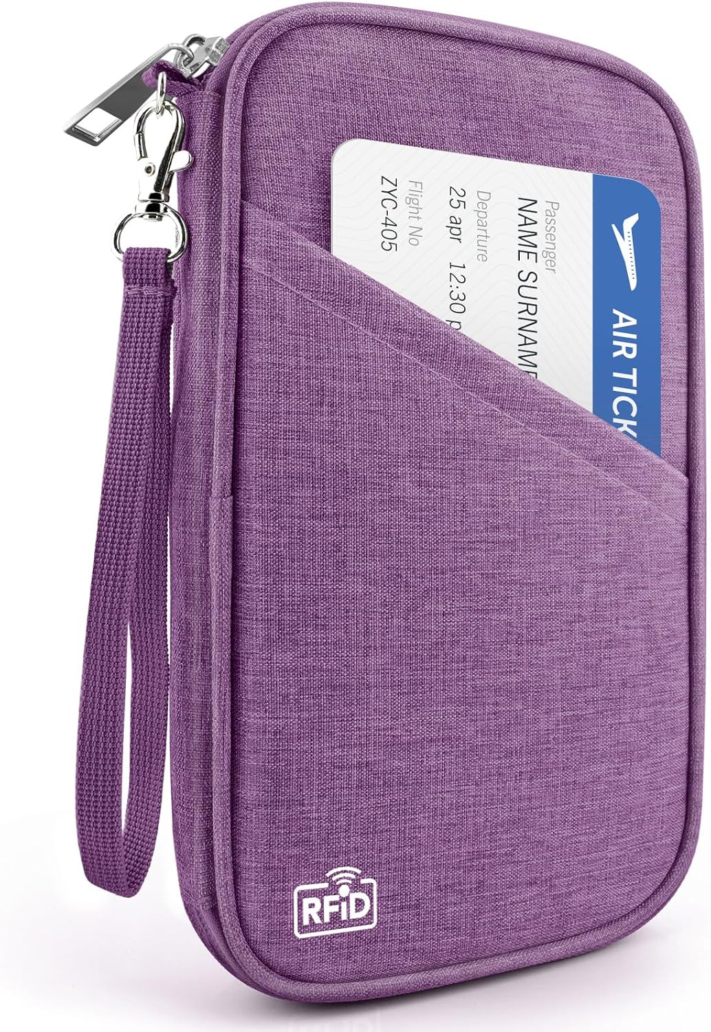 Passport Holder Family RFID Travel Document Organizer for Women Waterproof Passport Wallet Men Portable Case for Cards, Boarding Pass, ID, Money, Tickets with Zipper