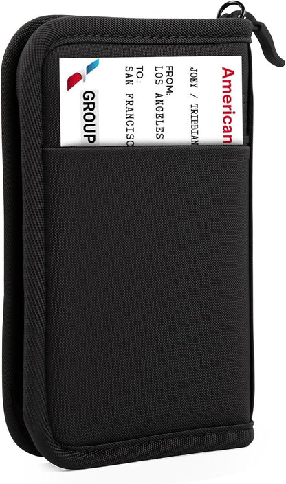 Passport Holder Family RFID Travel Document Organizer for Women Waterproof Passport Wallet Men Portable Case for Cards, Boarding Pass, ID, Money, Tickets with Zipper