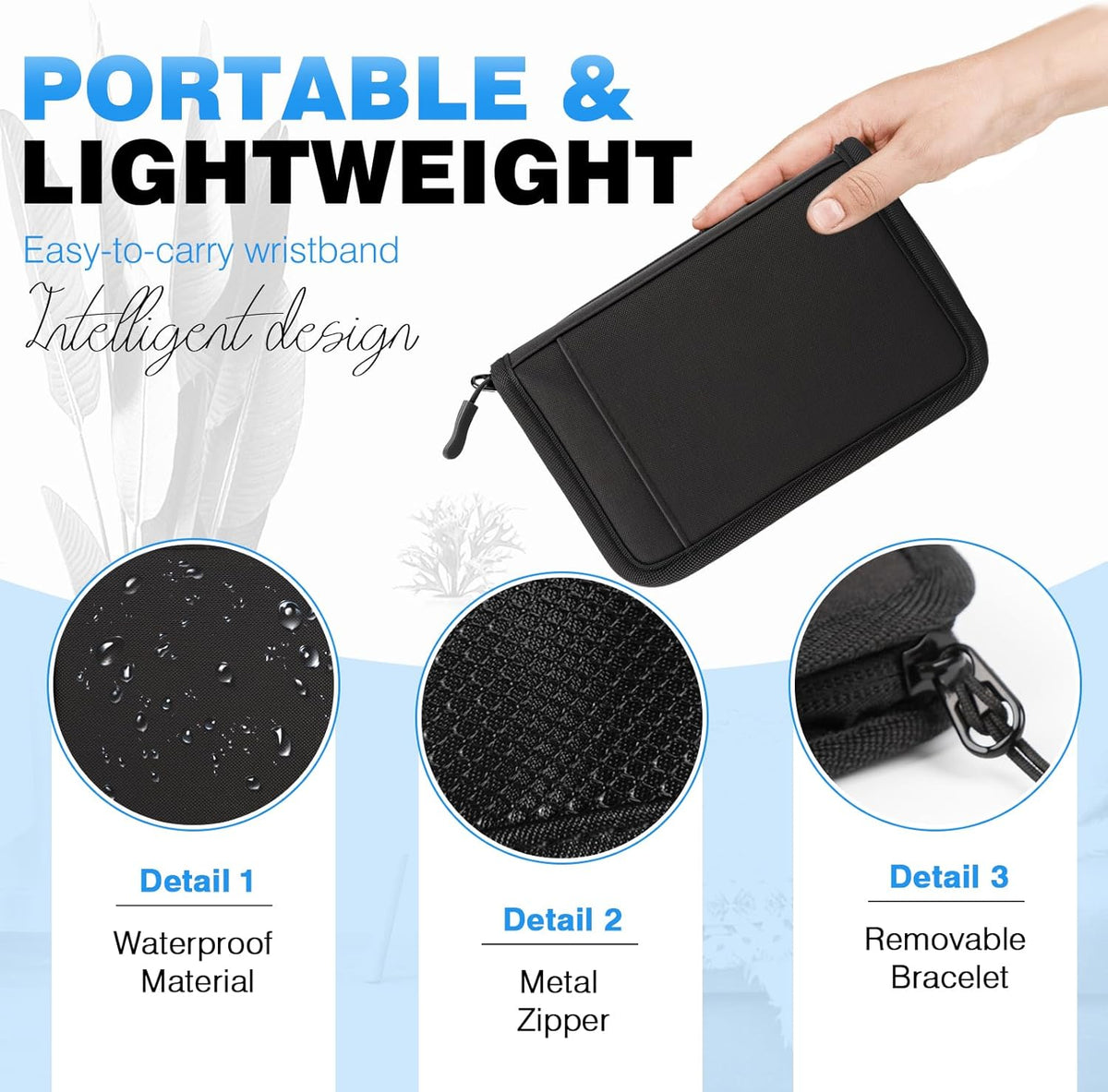 Passport Holder Family RFID Travel Document Organizer for Women Waterproof Passport Wallet Men Portable Case for Cards, Boarding Pass, ID, Money, Tickets with Zipper